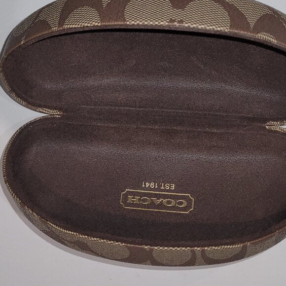 Coach Tan Khaki Signature Eyeglass Glasses Case Hard Clamshell 6 1/2 x 3 1/4 x 3 - Picture 3 of 5